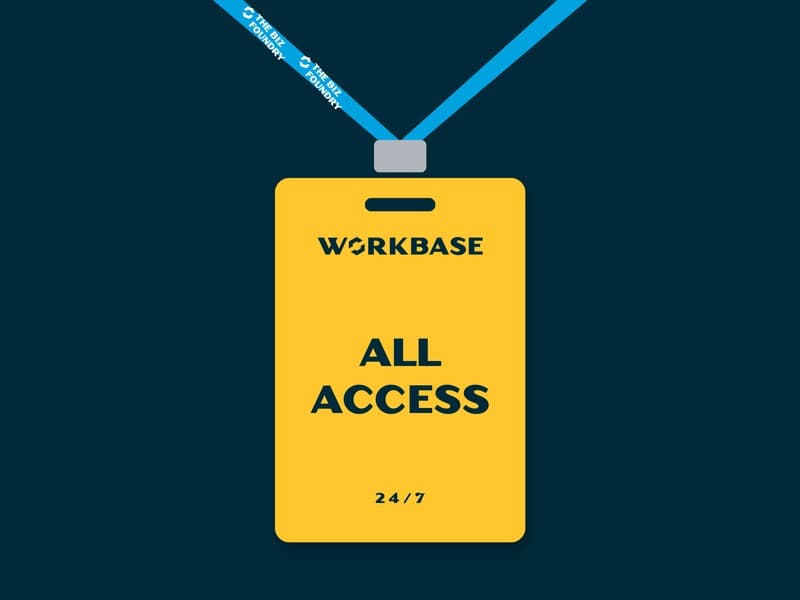 A WorkBase all access credential card, 24 hours a day, 7 days a week