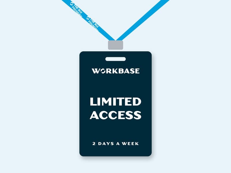 A WorkBase limited access credential card, two days a week