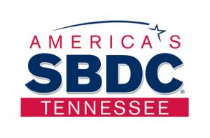 A blue and red logo with the words Americas SBDC Tennessee