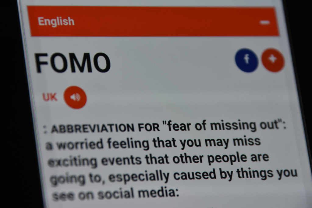 screenshot of the definition of the word FOMO
