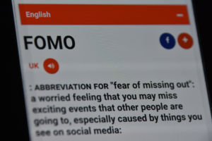 screenshot of the definition of the word FOMO