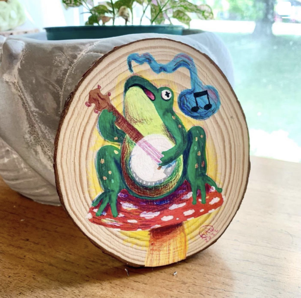 painting of frog by wise bean designs