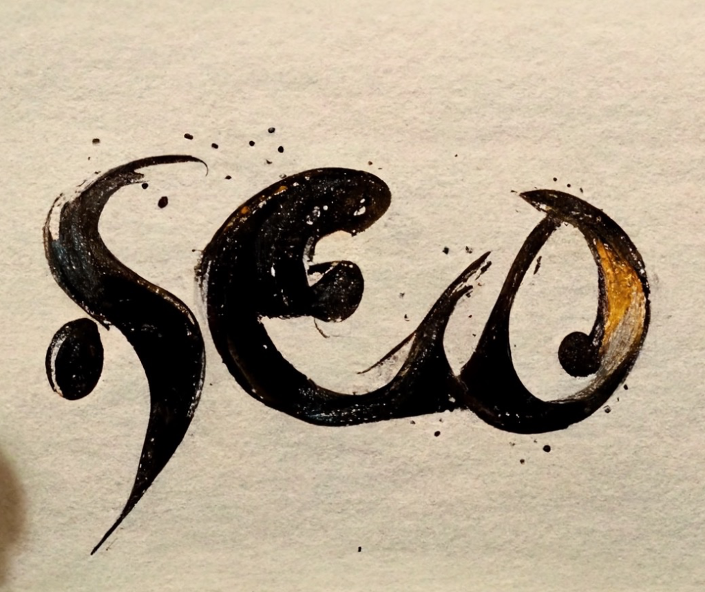 The word SEO written in calligraphy