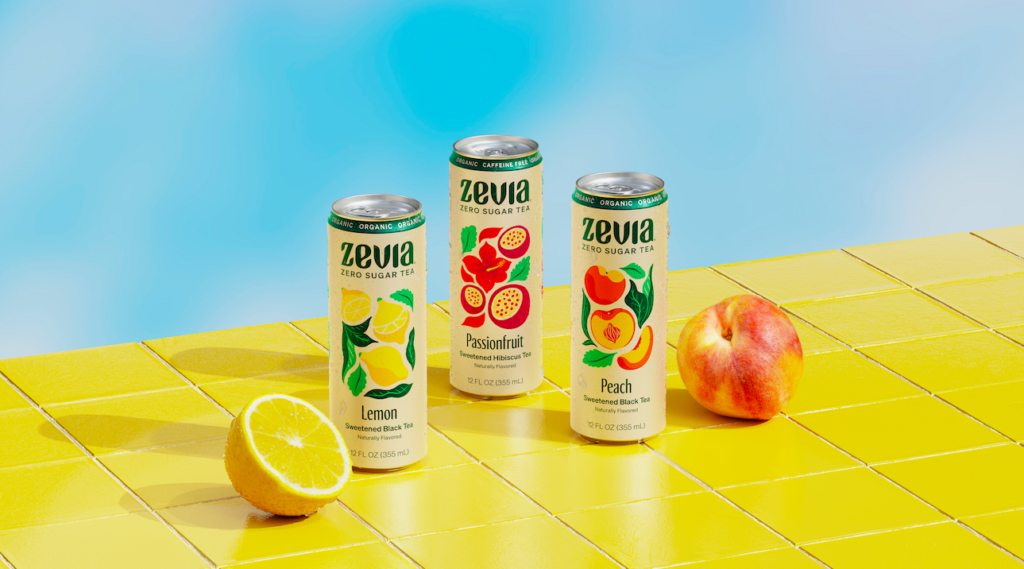 Photo of Zevia zero sugar free water to illustrate logo design specificity 