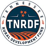 Logo for Tennessee Rural Development Fund (TNRDF) with a dark blue circle, orange stars, and a stylized orange field; text reads 'TENNESSEE RURAL DEVELOPMENT FUND'